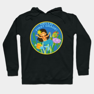 Hello First Grade! Underwater Friends School Mermaid Children Hoodie